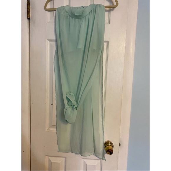 Mint Green Double Slit Skirt | Size 2 - Picture 2 of 2